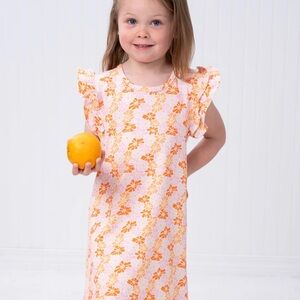 The Oaks Apparel NWT Orange Floral Ruffle Sleeve Dress 6